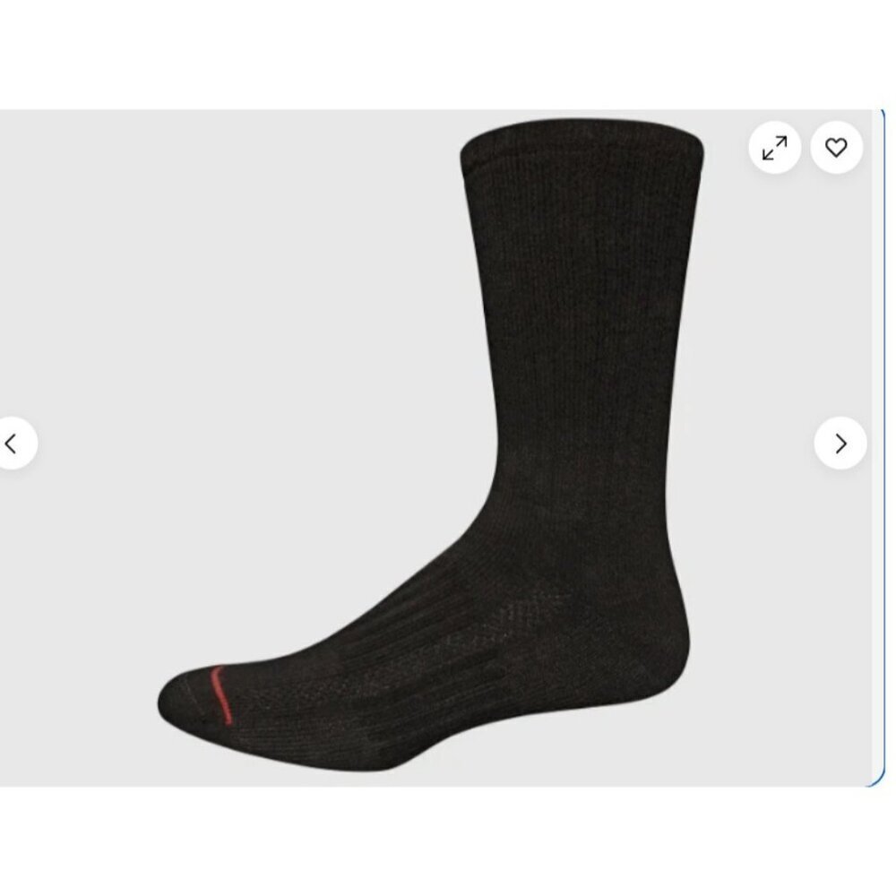 NEW 6 Pairs Kirkland Athletic Men's Size 8-12 Full Cushion Socks Black